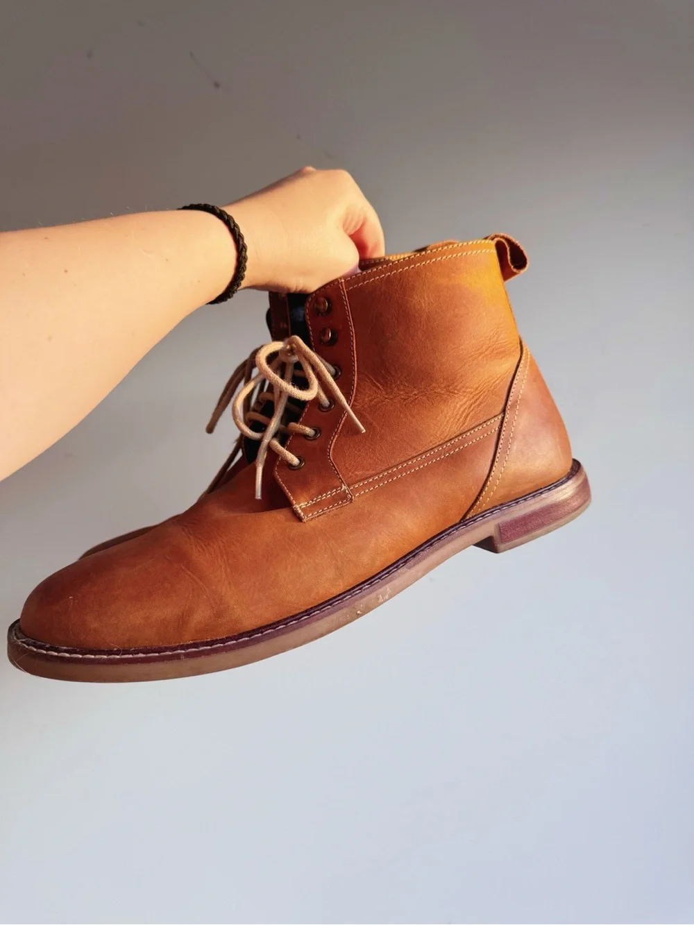 Ben Sherman Men’s Brown Leather Lace-Up Boots Size 12